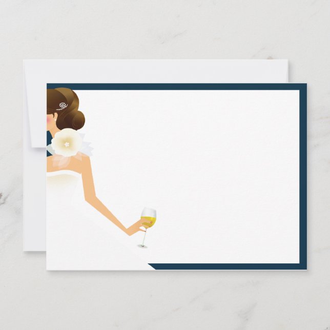 bridal wine brunette on navy Extra notecard (Front)