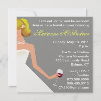 bridal wine invitation with pearls silver with red