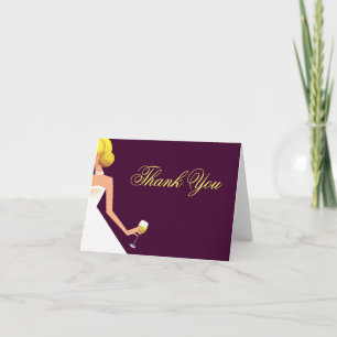Bridal wine  thank you card purple with pearls