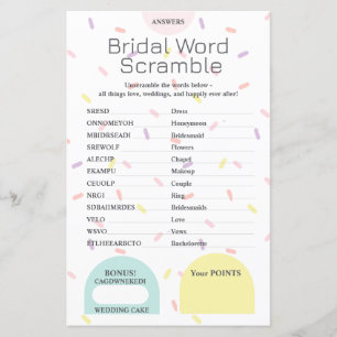 Bridal Word Scramble Answer Key