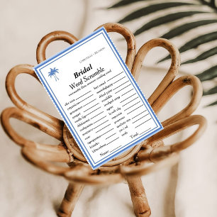 Bridal word scramble bridal shower game card
