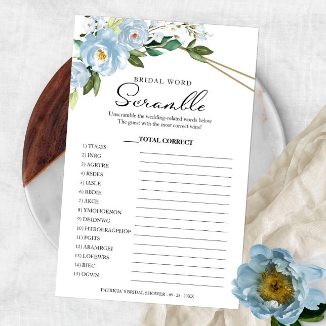 Bridal Word Scramble Game Floral Geometric Flyer (Creator Uploaded)