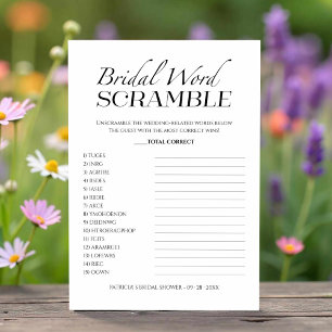 Bridal Word Scramble Minimalist Game card