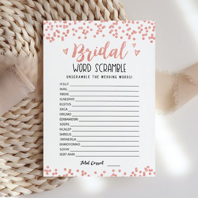 Bridal word scramble with Answers Game Card (Creator Uploaded)