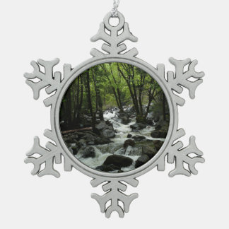 Bridalveil Creek in Yosemite National Park Snowflake Pewter Christmas Ornament