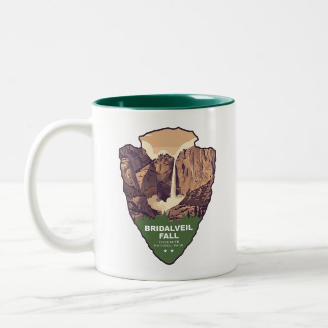 Bridalveil Fall Yosemite National Park Arrowhead Two-Tone Coffee Mug (Left)
