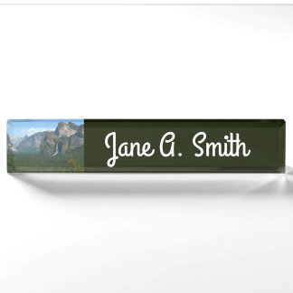 Bridalveil Falls and Half Dome at Yosemite Nameplate