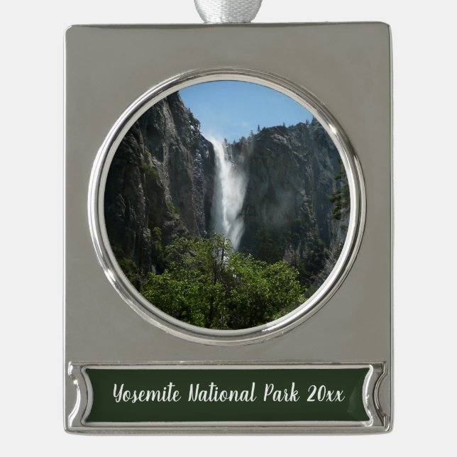 Bridalveil Falls at Yosemite National Park Silver Plated Banner Ornament (Front)