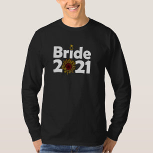 Bride 2021 Engagement Couple Her Sunflower Cheetah T-Shirt