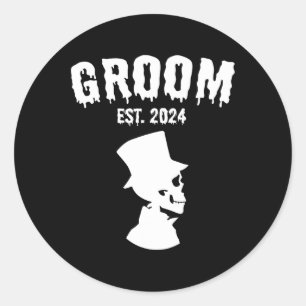 Bride 2024 Skeleton Couples Matching Wedding Hallo Classic Round Sticker