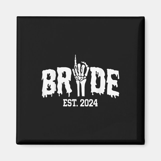 Bride 2024 Skeleton Hand Wedding Halloween Couples Magnet (Front)