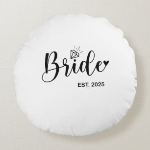 Bride 2025 Spring Wedding Announcement Marriage  Round Cushion
