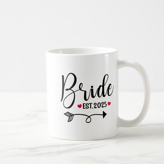 Bride 2025 Wedding Matching Mrs Est 2025 Married  Coffee Mug (Right)