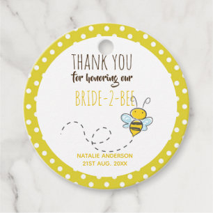 Bride 2 BEE Cute Yellow Polkadot Bridal Shower Favour Tags