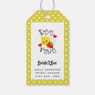 Bride 2 Bee Mine Yellow Polkad Dots Bridal Shower Gift Tags