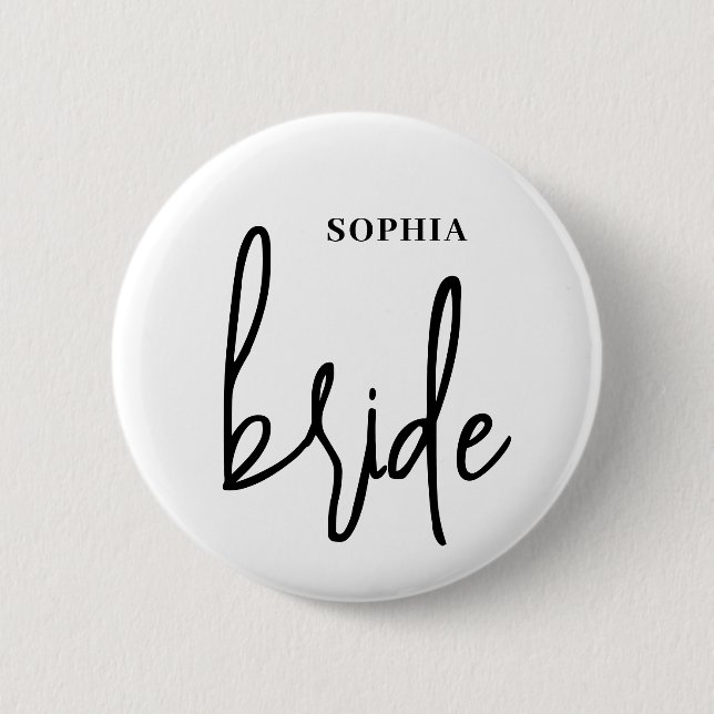 Bride  6 cm round badge (Front)