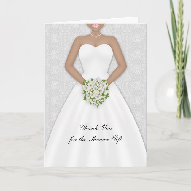 Bride, African American Bridal Shower Thank You Card (Front)