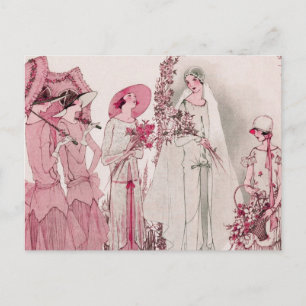 Bride and attendents postcard