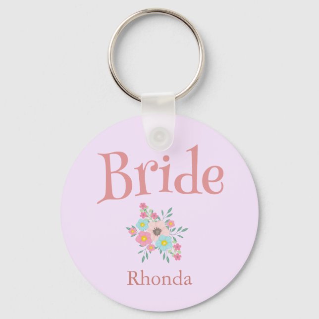 Bride and Beauty Bouquet of Flowers Key Ring (Front)