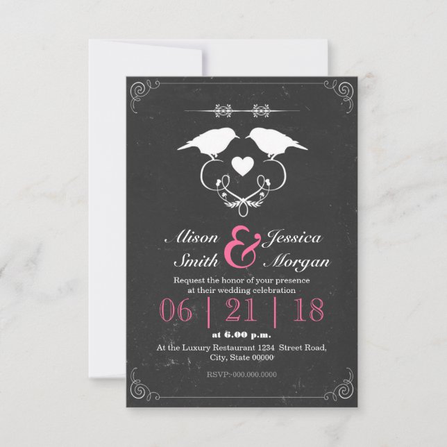 Bride and Bride - Lesbian wedding Invitation (Front)