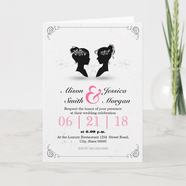 Bride and Bride - Lesbian wedding Invitation (Front)
