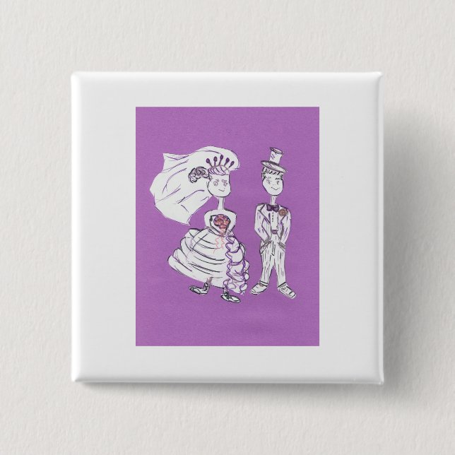 Bride and Groom 15 Cm Square Badge (Front)