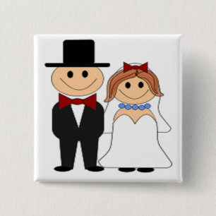 BRIDE AND GROOM 15 CM SQUARE BADGE