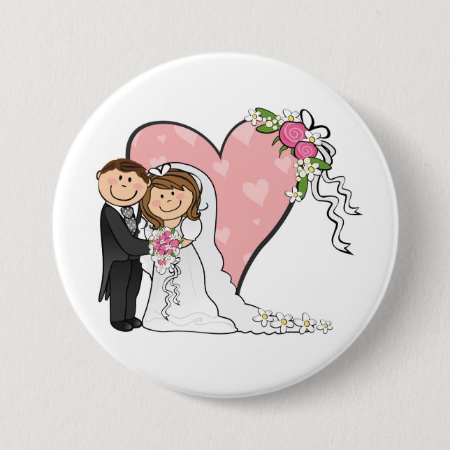 Bride and Groom 7.5 Cm Round Badge (Front)