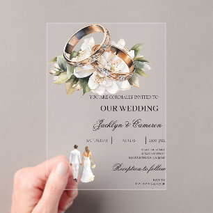 Bride and groom  acrylic invitations