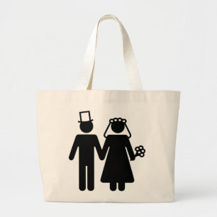 Bride and Groom - Add Your Own Text Large Tote Bag