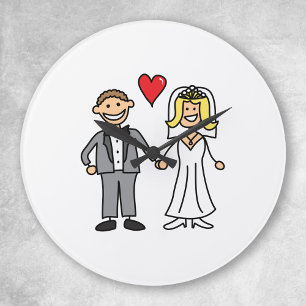 Bride And Groom (Add Your Own Text) Round Clock