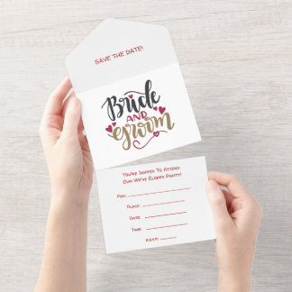 Bride And Groom After Elopement Party All In One Invitation