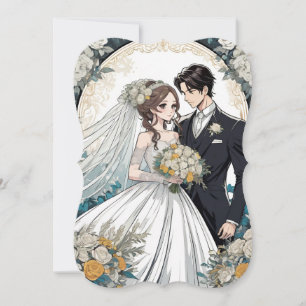 Bride and Groom Anime wedding invitation