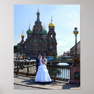 Bride and Groom at St. Petersburg, Russia, Church Poster