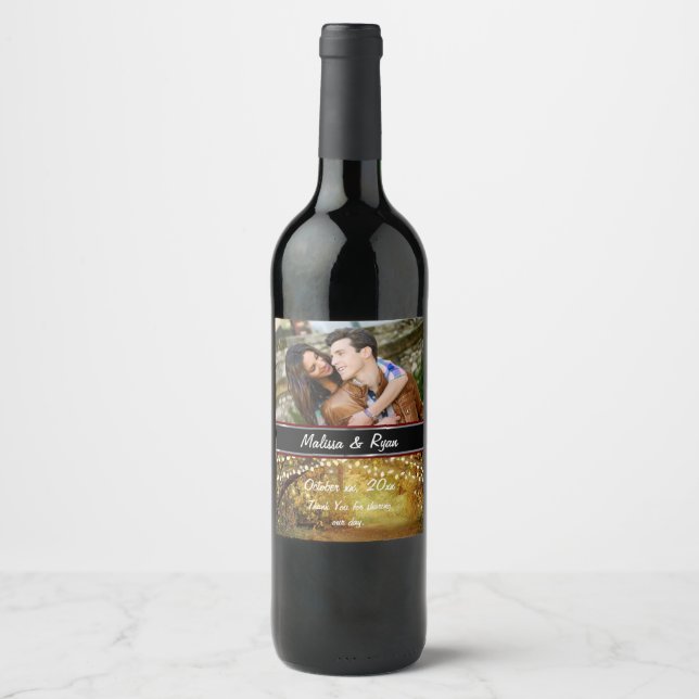 Bride and Groom, Autumn Wedding, Custom, Wine Label (Front)