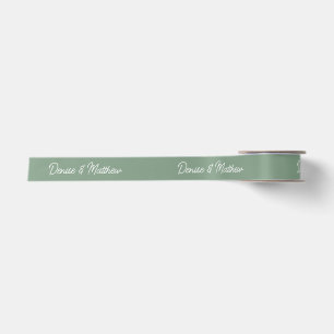 Bride and Groom Basil Green  Satin Ribbon
