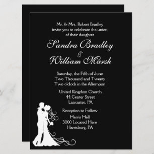 Bride and Groom Black and White Invitation