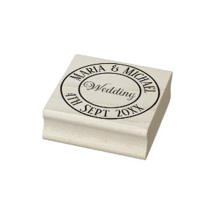 Bride and Groom Blush Pink Wedding Rubber Stamp