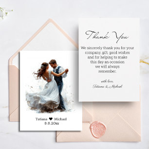 bride and groom budget thank you wedding card