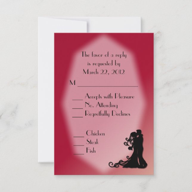 Bride and Groom Burgundy Wedding RSVP Card (Front)