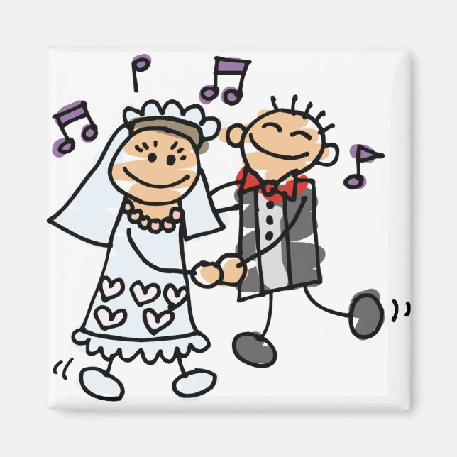 Bride and Groom Celebrate Magnet (Front)