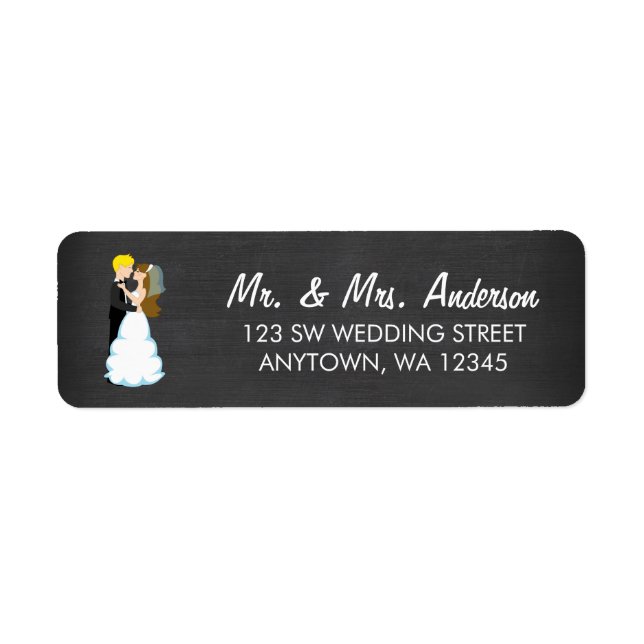 Bride and Groom Chalkboard Return Address Label (Front)