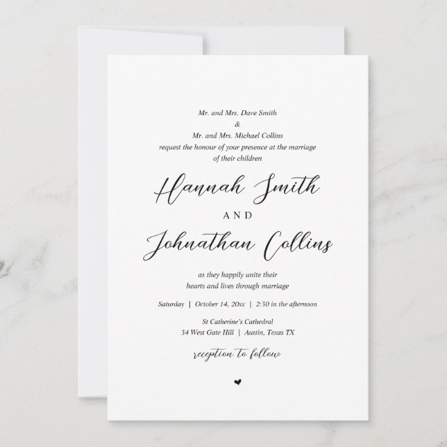 Bride and Groom Church Wedding, Both Parents Invit Invitation (Front)