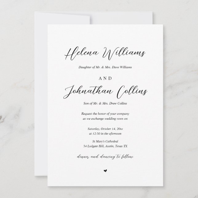 Bride and Groom Church Wedding, with Parents Invitation (Front)