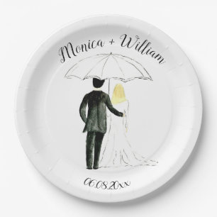 Bride and Groom Classic Modern Stylish Wedding  Paper Plate