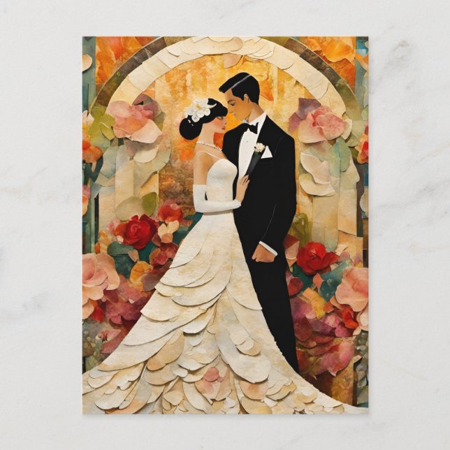 Bride and Groom Collage Postcard (Front)