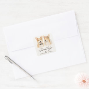 Bride And Groom Corgi Wedding Thank You Fun Bridal Square Sticker