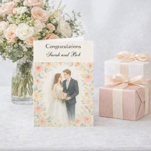 Bride and Groom Custom Names Congratulations   Card