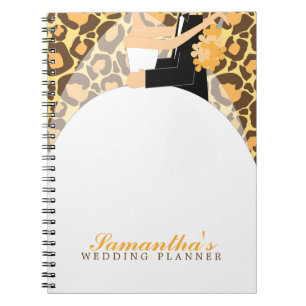 Bride and Groom Custom Wedding Planner {leopard} Spiral Notebook