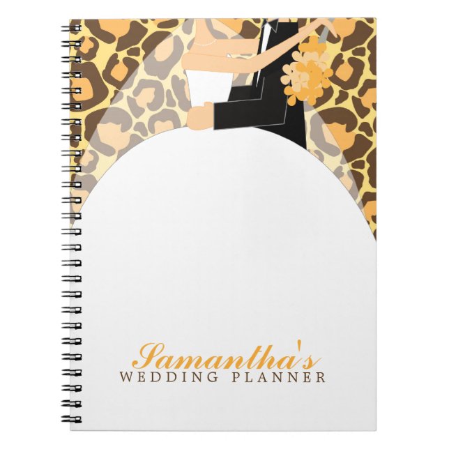 Bride and Groom Custom Wedding Planner {leopard} Spiral Notebook (Front)